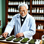 **Prompt 1: Ancient Hanbang Wisdom Meets Modern Science**
    A visually stunning juxtaposition of a traditional Korean herbal apothecary, featuring rows of dried herbs, antique ceramic jars, and a wise, elderly practitioner, seamlessly merging with a clean, futuristic biotechnological laboratory with advanced equipment, microscopes, and scientists in lab coats. The image should convey a harmonious blend of ancient wisdom and cutting-edge research, with a focus on natural extracts being refined scientifically.