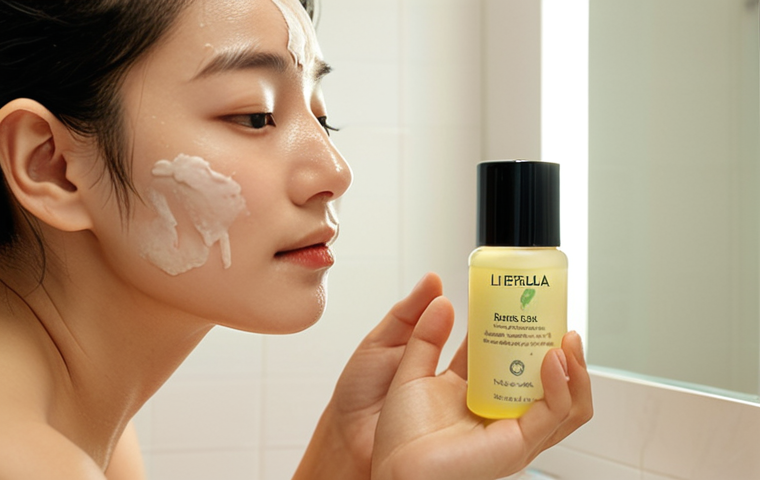 Hanbang Skincare Ritual for Sensitive Skin**
Prompt: Close-up shot of a serene Italian woman with sensitive skin, gently applying Hanbang skincare products in a brightly lit bathroom. Focus on the textures of the products (cream, toner) and the soothing ingredients like Centella Asiatica. Soft, diffused lighting. Emphasize natural beauty and calmness.
**